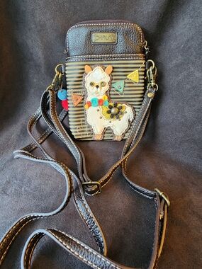 Chala Llama Striped Cellphone Crossbody Wallet Purse Bag